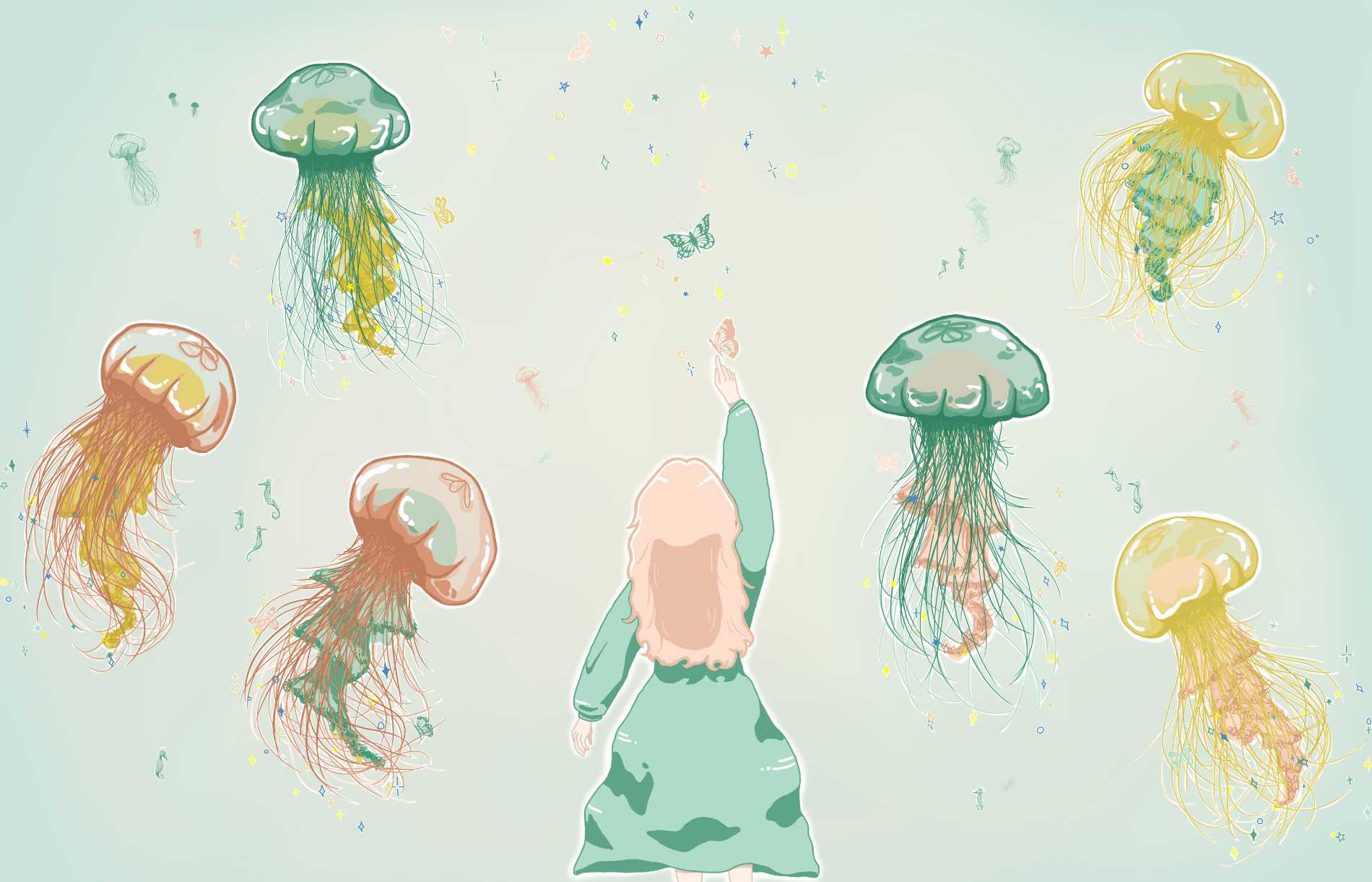 Jelly fish by Kaitlyn lee drawn on a Wacom One 14 drawing display